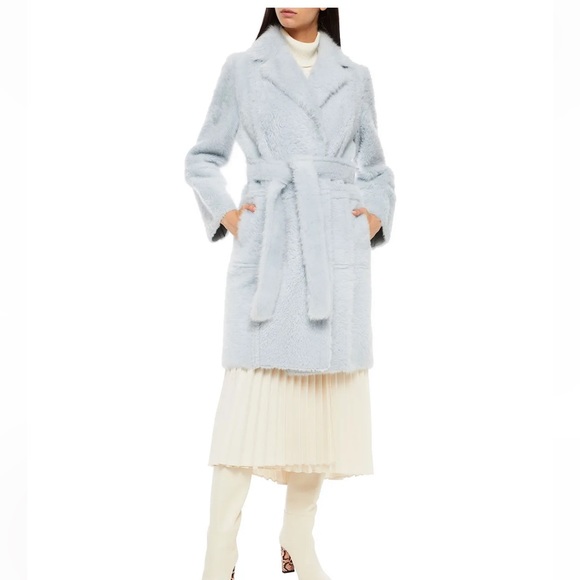 Yves Salomon belted blue shearling fur coat - Picture 2 of 12